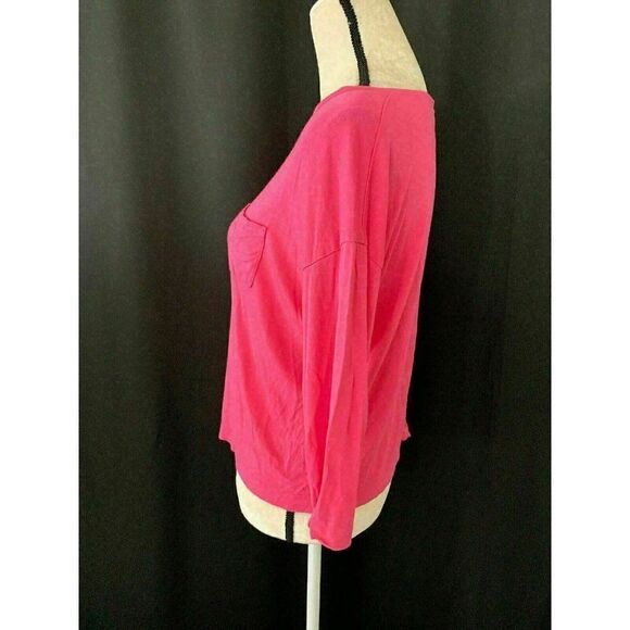 Vince Womens Solid Pink Boat Neck Long Sleeve Top T Shirt Medium - Picture 3 of 5